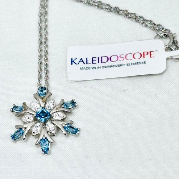 Kaleidoscope Sterling Snowflake Necklace w/Swarovski Crystals - New in Box - Picture 9 of 12